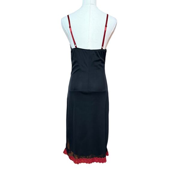 Morbid Threads Gothic Lacy Ruched Slip Dress S Y2K Punk Black Red Lace Bodice - Picture 4 of 11